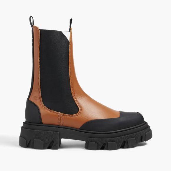GANNI ラウントトゥスリッホンチェルシフツ S24974914 004 Ganni | Shoes | Ganni Twotone Leather Chelsea Boots | Poshmark